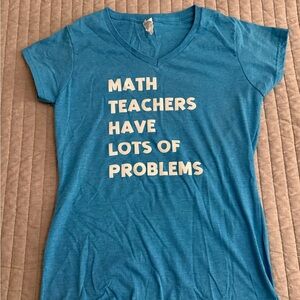 Gildan Blue School T-Shirt with Math Teacher Print